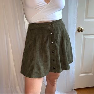 She + Sky Button Up Suede Skirt